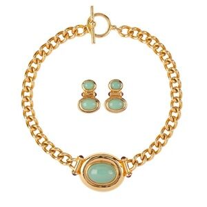 1990S VINTAGE ELIZABETH TAYLOR CLIP-ON EARRING AND NECKLACE SET